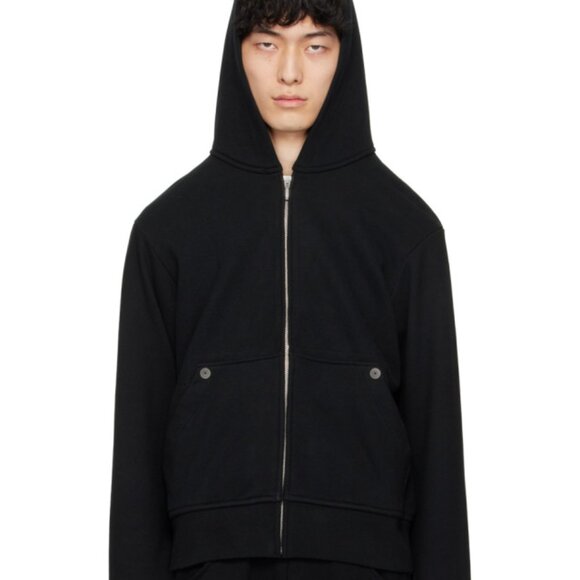 Omar Afridi Mens Rivet Hoodie 100% Cotton Long Sleeve Full Zip Black Size Small - Picture 1 of 4